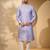 Blue jacquard woven design kurta for men | mandarin collar festive ethnic wear