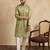 Green silk blend embroidered kurta for men | mandarin collar festive ethnic wear
