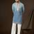 Blue georgette embroidered kurta for men | mandarin collar festive ethnic wear