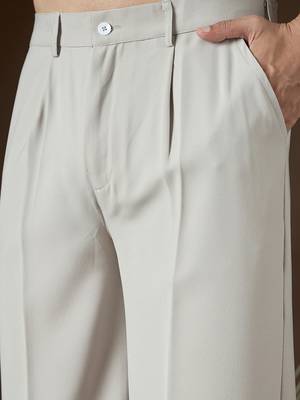 Men's grey modal korean pants | solid regular fit stylish ethnic & casual wear 2