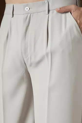 Men's grey modal korean pants | solid regular fit stylish ethnic & casual wear