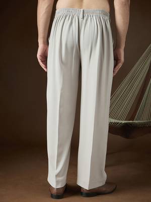 Men's grey modal korean pants | solid regular fit stylish ethnic & casual wear 4