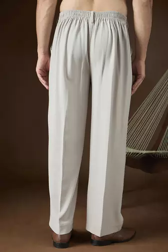 Men's grey modal korean pants | solid regular fit stylish ethnic & casual wear