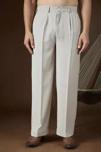 Men's grey modal korean pants | solid regular fit stylish ethnic & casual wear