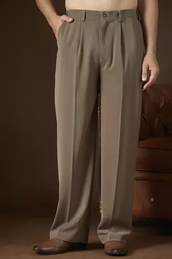 Men's taupe modal korean pants | solid regular fit stylish ethnic & casual wear