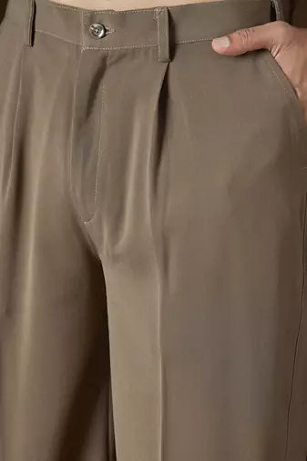 Men's taupe modal korean pants | solid regular fit stylish ethnic & casual wear