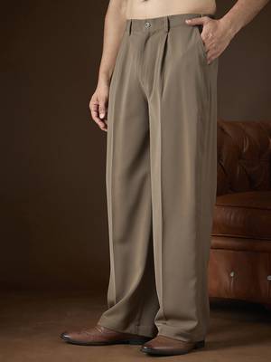 Men's taupe modal korean pants | solid regular fit stylish ethnic & casual wear 3