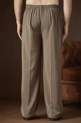 Men's taupe modal korean pants | solid regular fit stylish ethnic & casual wear