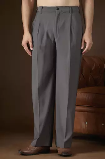 Men's charcoal modal korean pants | solid regular fit stylish ethnic & casual wear