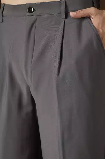 Men's charcoal modal korean pants | solid regular fit stylish ethnic & casual wear