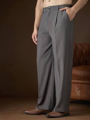 Men's charcoal modal korean pants | solid regular fit stylish ethnic & casual wear 3