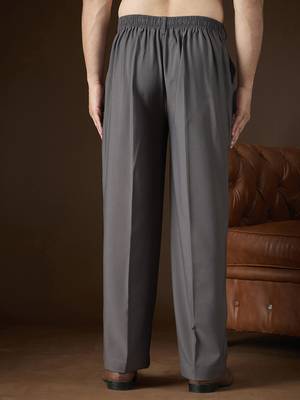Men's charcoal modal korean pants | solid regular fit stylish ethnic & casual wear 4