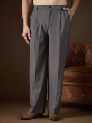 Men's charcoal modal korean pants | solid regular fit stylish ethnic & casual wear 5