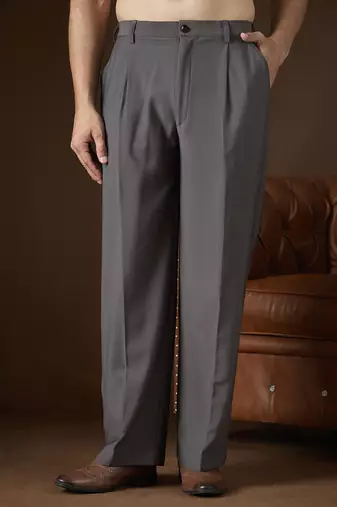 Men's charcoal modal korean pants | solid regular fit stylish ethnic & casual wear