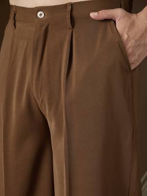 Men's brown modal korean pants | solid regular fit stylish ethnic & casual wear 2