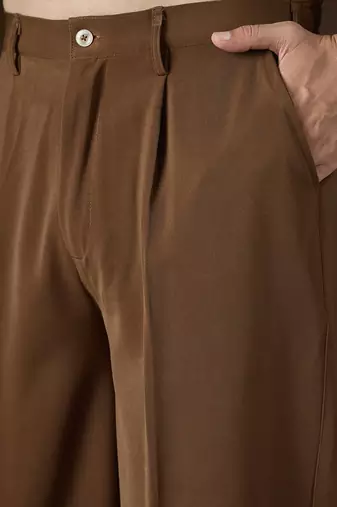 Men's brown modal korean pants | solid regular fit stylish ethnic & casual wear