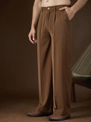 Men's brown modal korean pants | solid regular fit stylish ethnic & casual wear 3