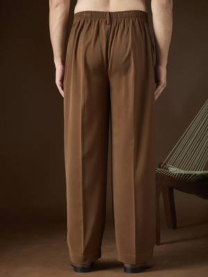 Men's brown modal korean pants | solid regular fit stylish ethnic & casual wear 4