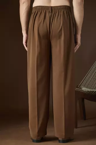 Men's brown modal korean pants | solid regular fit stylish ethnic & casual wear