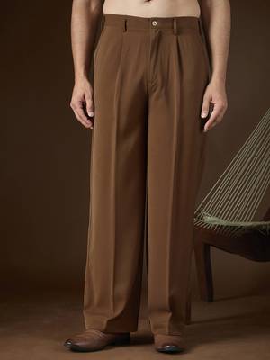 Men's brown modal korean pants | solid regular fit stylish ethnic & casual wear 5