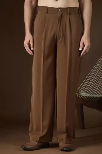 Men's brown modal korean pants | solid regular fit stylish ethnic & casual wear