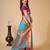 Sky blue  colour zari work cotton silk saree with blouse