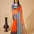 Orange  colour zari work cotton silk saree with blouse