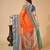 Orange  colour zari work cotton silk saree with blouse