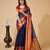 Navy blue  colour zari work cotton silk saree with blouse