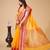 Yellow  colour zari work cotton silk saree with blouse
