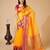 Yellow  colour zari work cotton silk saree with blouse