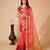 Pink  colour zari work cotton silk saree with blouse