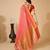 Pink  colour zari work cotton silk saree with blouse