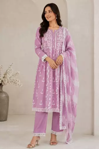 Pink color smart ethnic rayon  fabric suit for elegant party looks