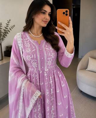Pink color smart ethnic rayon  fabric suit for elegant party looks 3