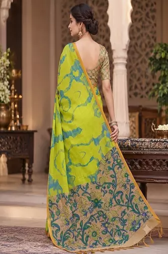 cotton blend saree with elegant printed design for festive & casual wear