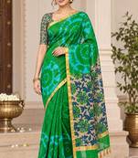cotton blend saree with elegant printed design for festive & casual wear