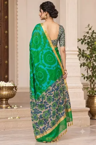 cotton blend saree with elegant printed design for festive & casual wear