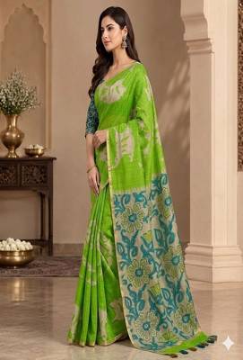 cotton blend saree with elegant printed design for festive & casual wear 3