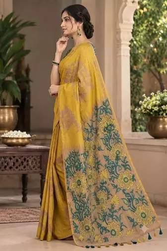 cotton blend saree with elegant printed design for festive & casual wear