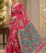 cotton blend saree with elegant printed design for festive & casual wear