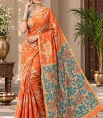 cotton blend saree with elegant printed design for festive & casual wear