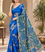 cotton blend saree with elegant printed design for festive & casual wear