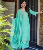 Rama color stylish chinon fabric designer ready kurta set for girls