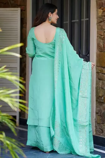 Rama color stylish chinon fabric designer ready kurta set for girls