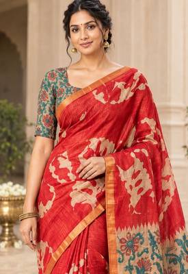 cotton blend saree with elegant printed design for festive & casual wear 3