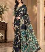 cotton blend saree with elegant printed design for festive & casual wear