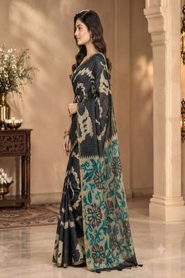 cotton blend saree with elegant printed design for festive & casual wear 3