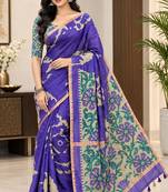 cotton blend saree with elegant printed design for festive & casual wear