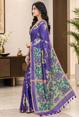 cotton blend saree with elegant printed design for festive & casual wear 3